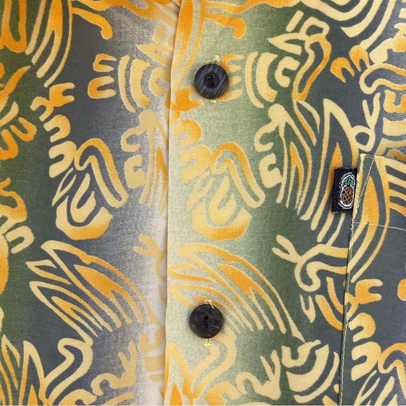 Pineapple Connection Orange/Yellow/Grey Hawaiian Tribal Shirt L - Picture 5 of 11